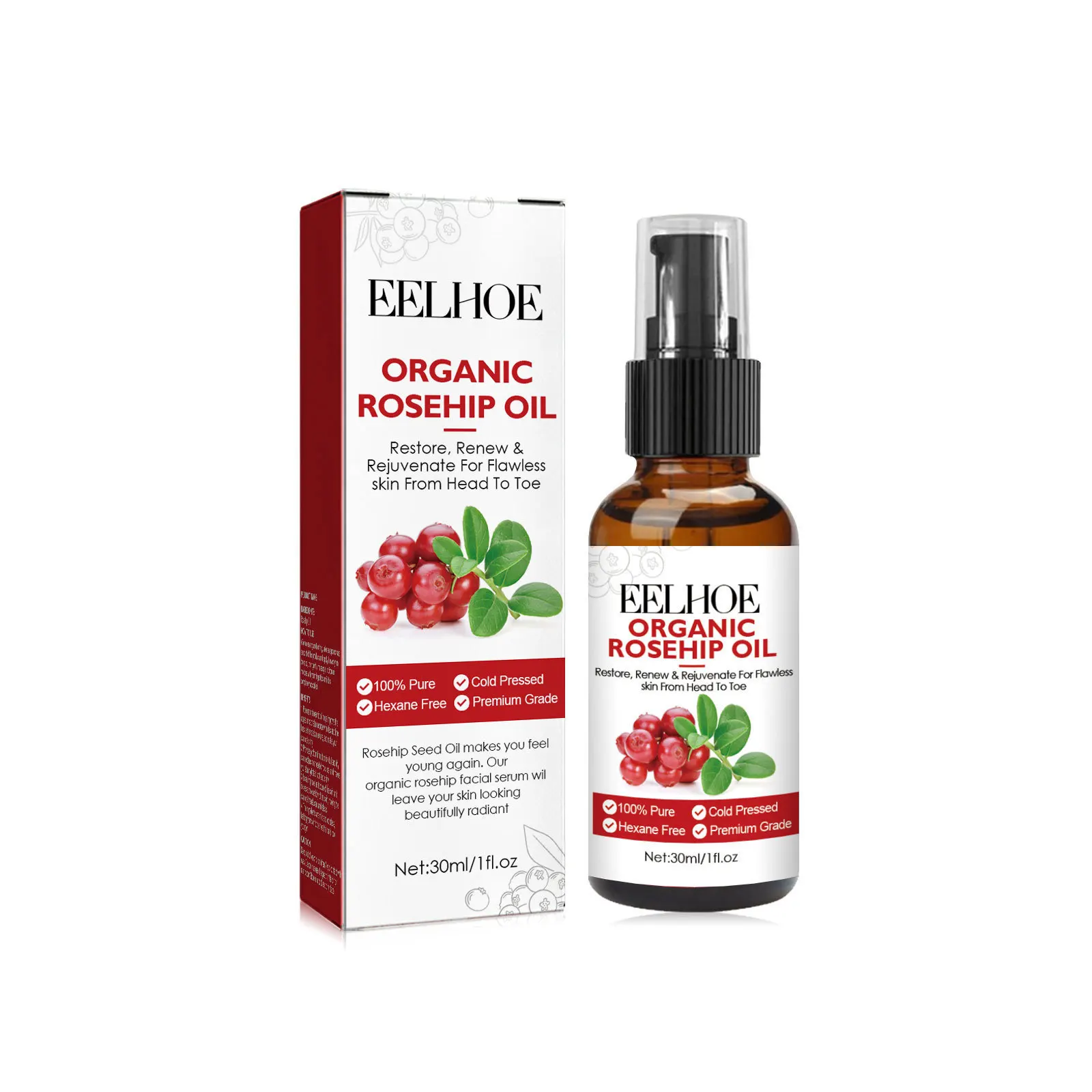 Face Oil Rosehip - 30ml Kuşburnu Yağı Yüz Serumu Nemlendirici
